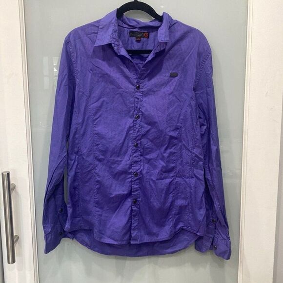 G by Guess Men's Purple Long Sleeve Dress Button Down Shirt Sz L - Picture 1 of 5